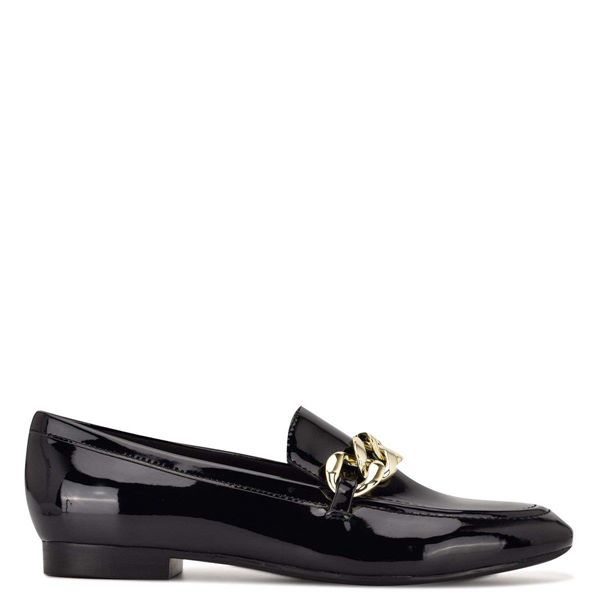 Nine West Chain Slip-On Black Loafers | South Africa 66P71-3U37